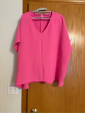 NaNa Hot Pink V-Neck Tunic Top